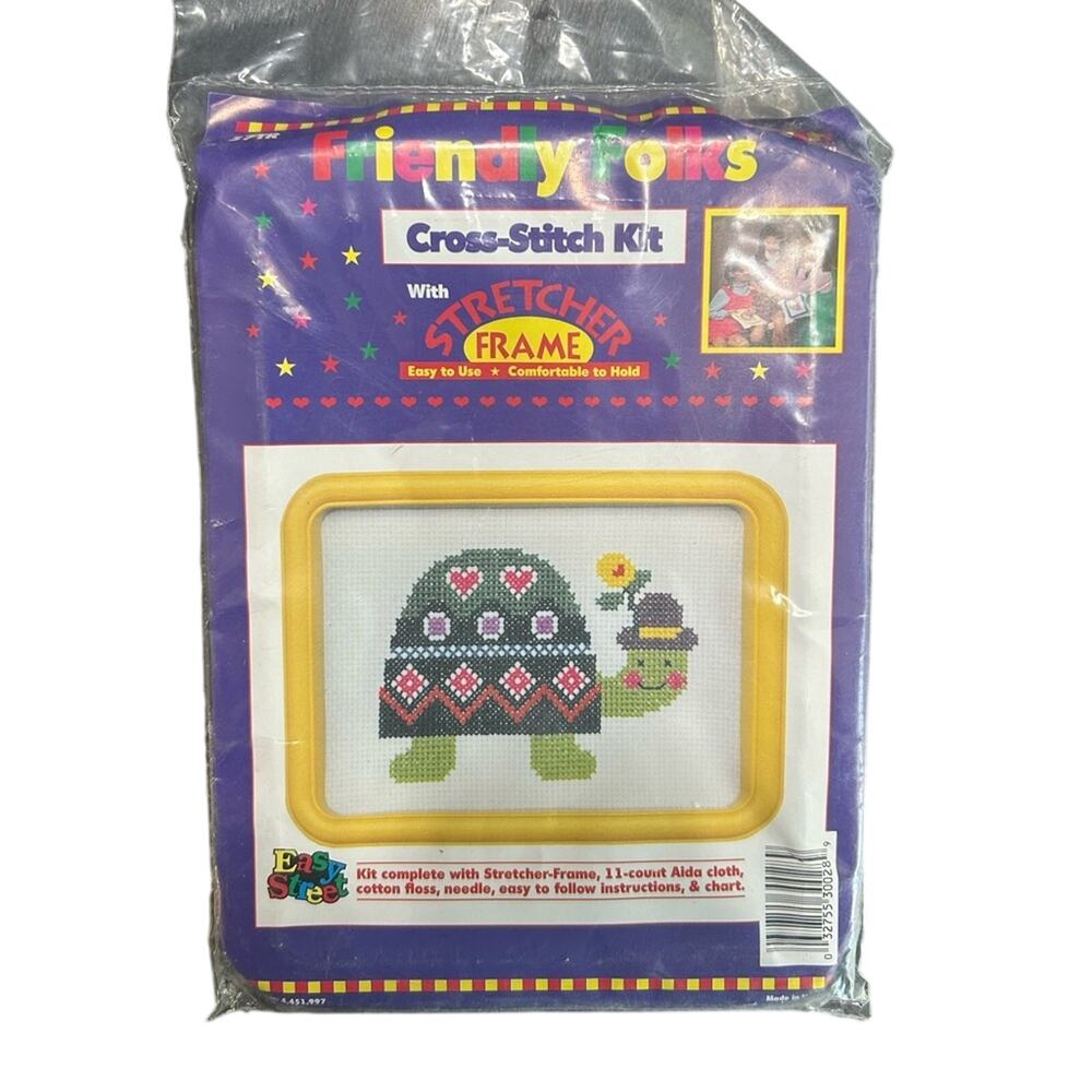 VTG- needlepoint kids craft- easy street, turtle- diy- fun gift vintage lovers